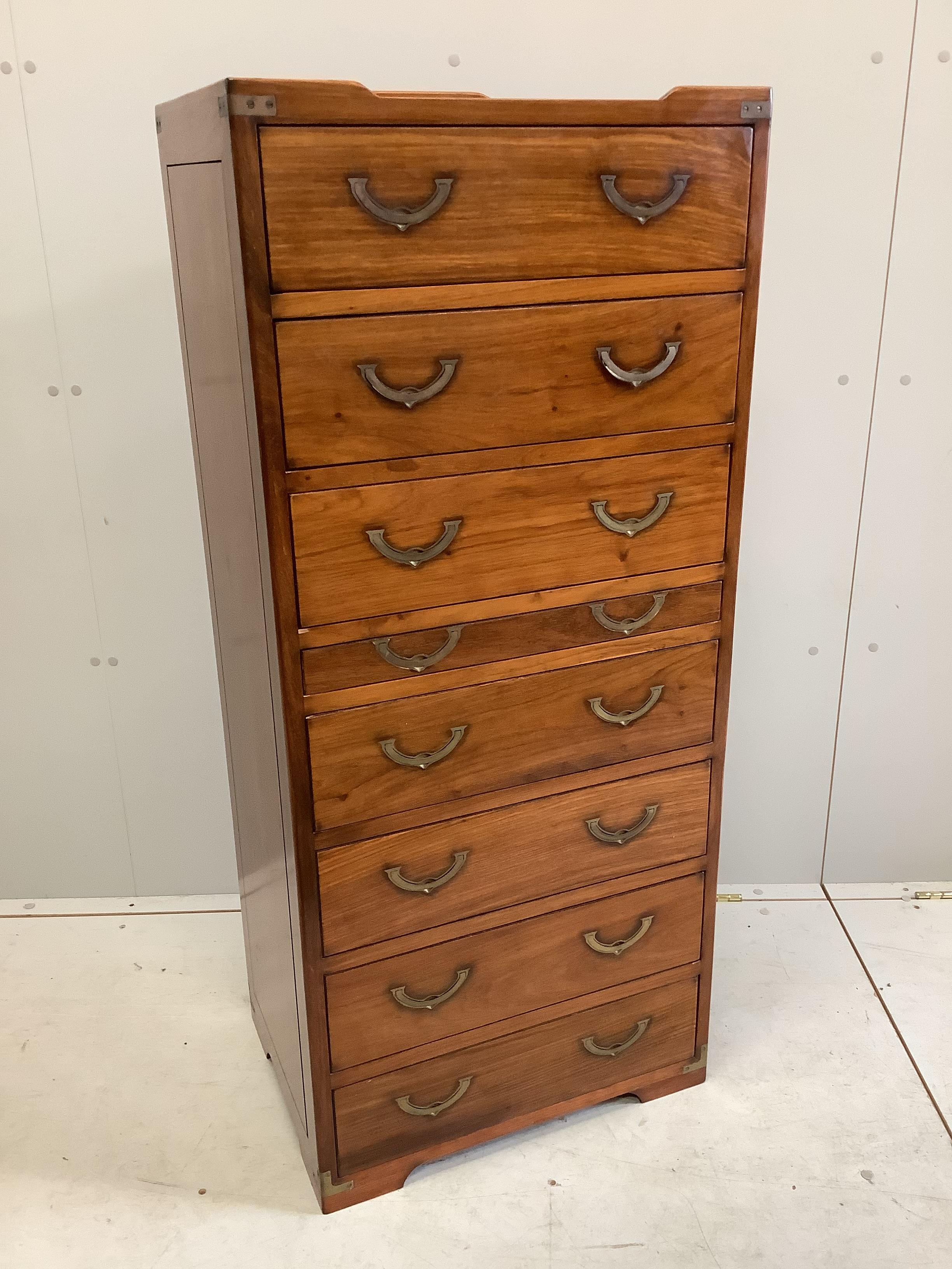 A reproduction 'Starbay' eight drawer narrow secretaire chest, width 55cm, depth 40cm, height 126cm